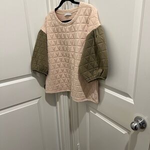 NWT Quilted Sweater - Cream and Olive